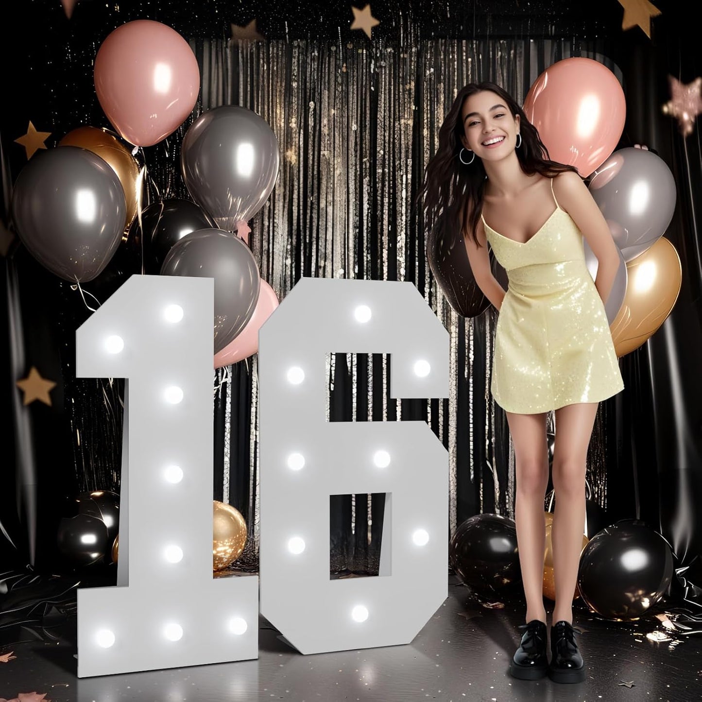 Large 3ft Light Up Number 16 for Sweet 16 Birthday Party