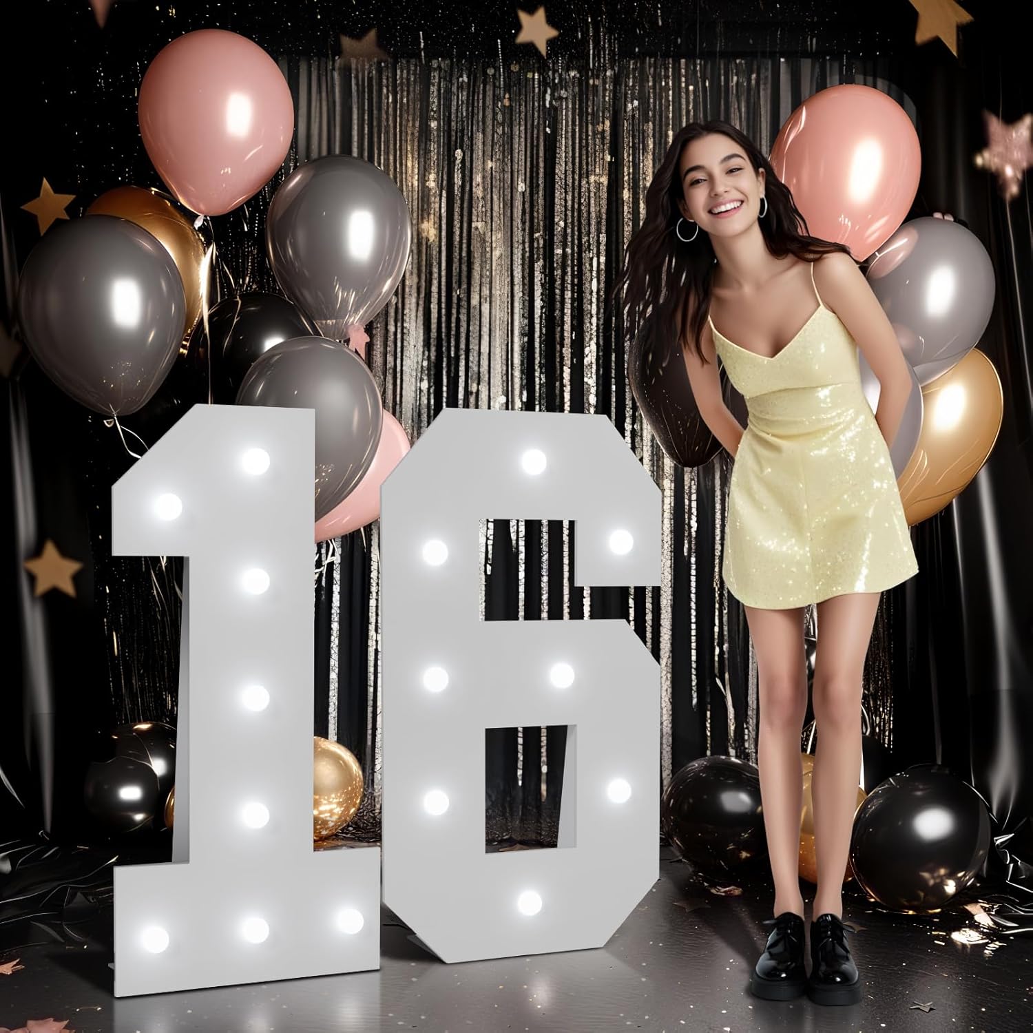 Large 3ft Light Up Number 16 for Sweet 16 Birthday Party