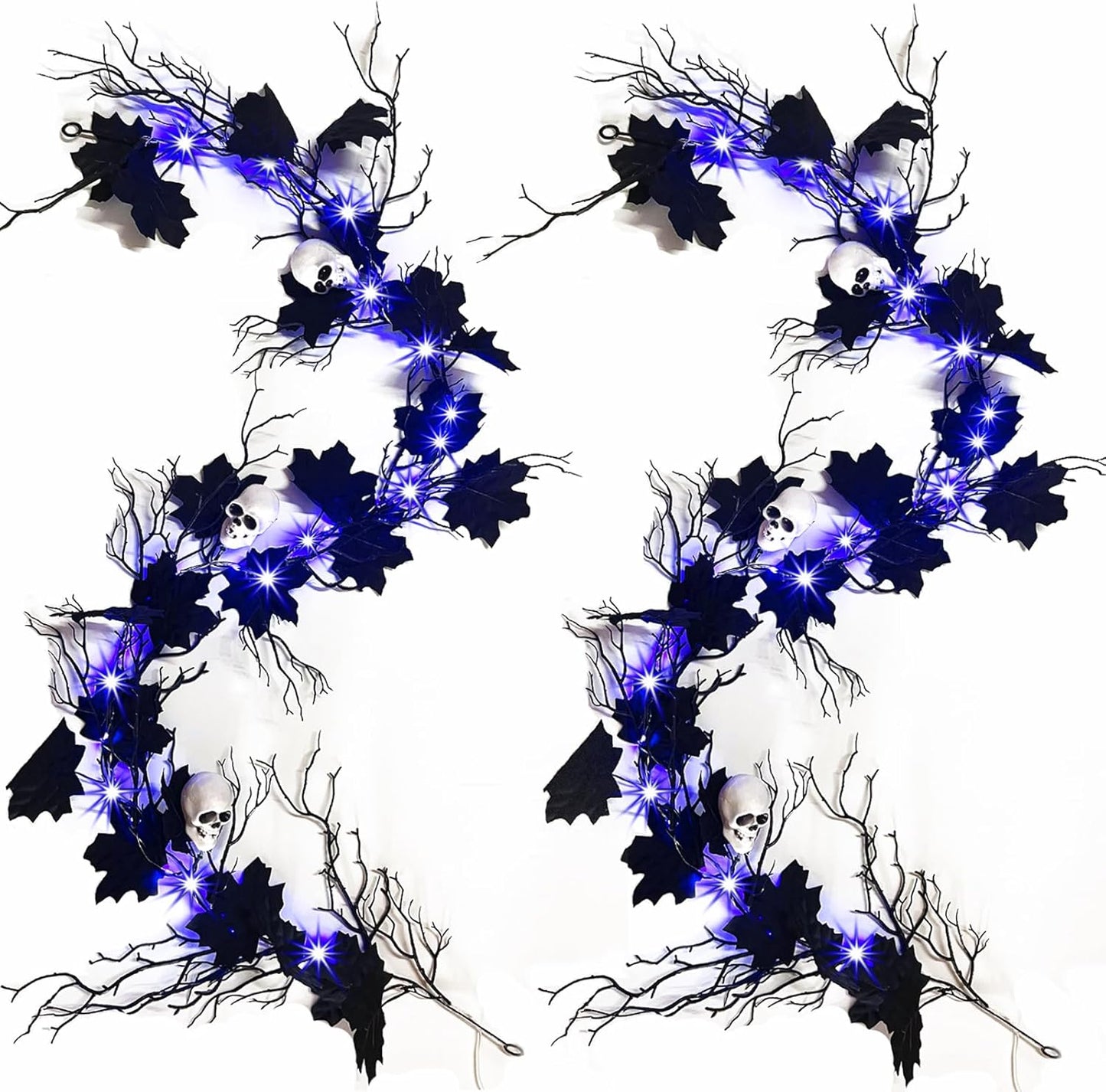 Halloween Black Garland with Timer for Spooky Home Decor