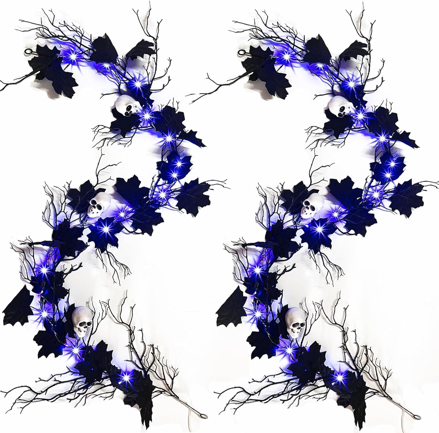 Halloween Black Garland with Timer for Spooky Home Decor