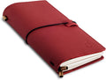 Red Full-Grain Leather Travelers Notebook Regular Size 4.5in x 8.5in