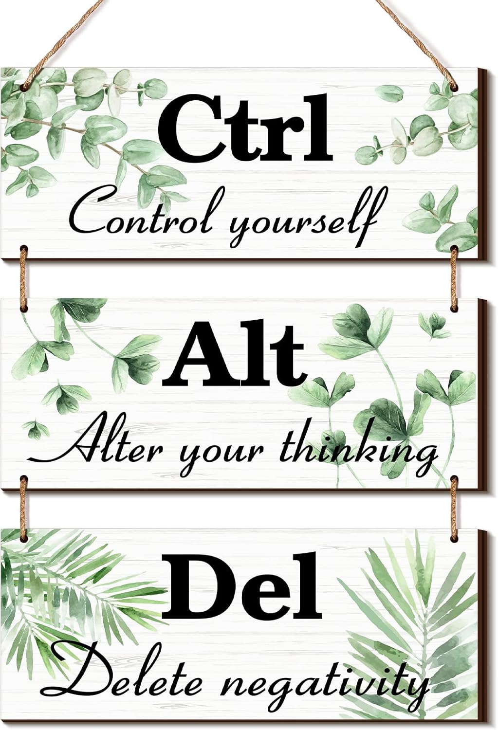 Rustic Wood Ctrl Alt Del Wall Decor Set