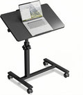 Overbed Table with Wheels Adjustable Bed Desk - Mobile Laptop Stand