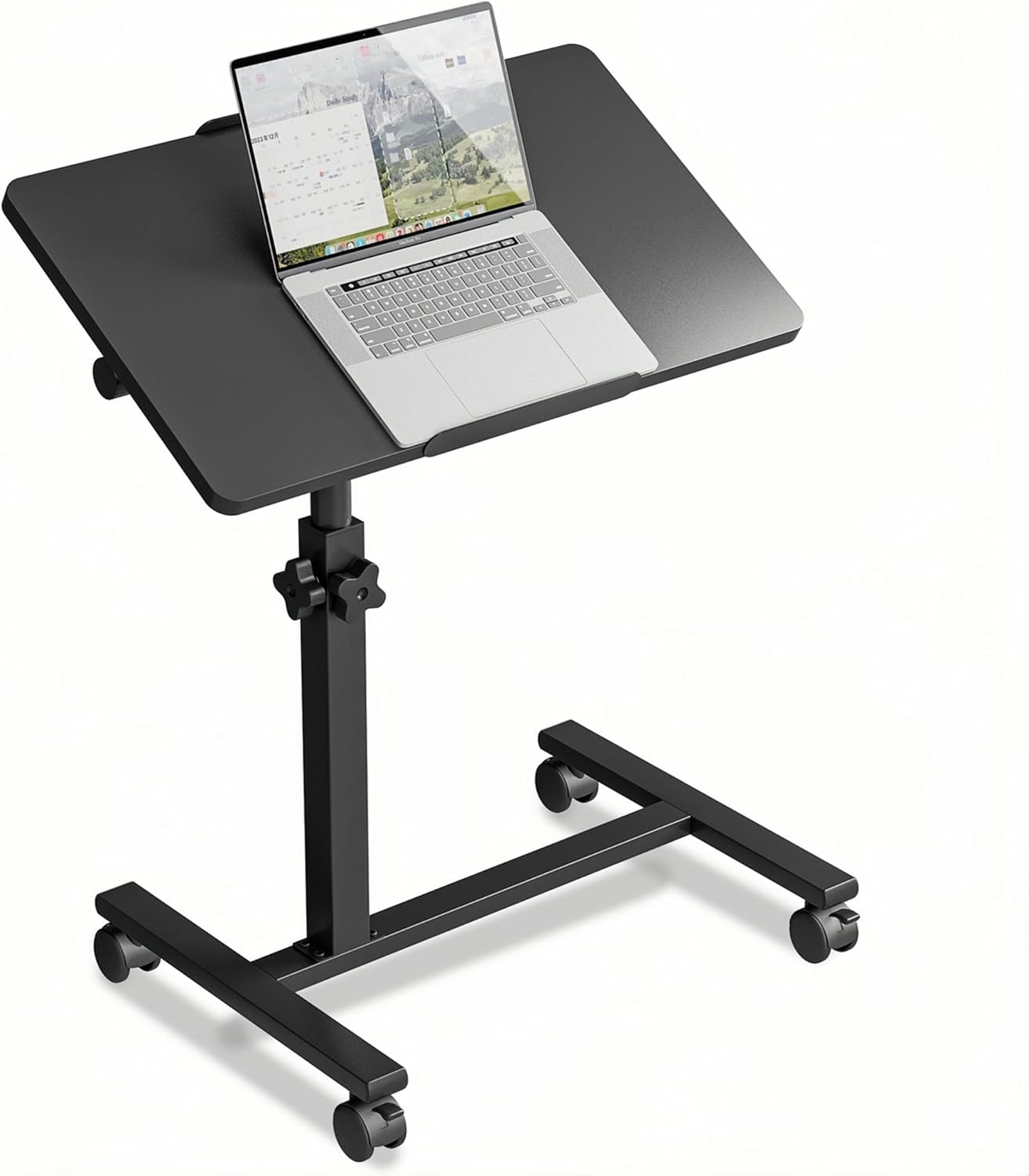 Overbed Table with Wheels Adjustable Bed Desk for Easy Use