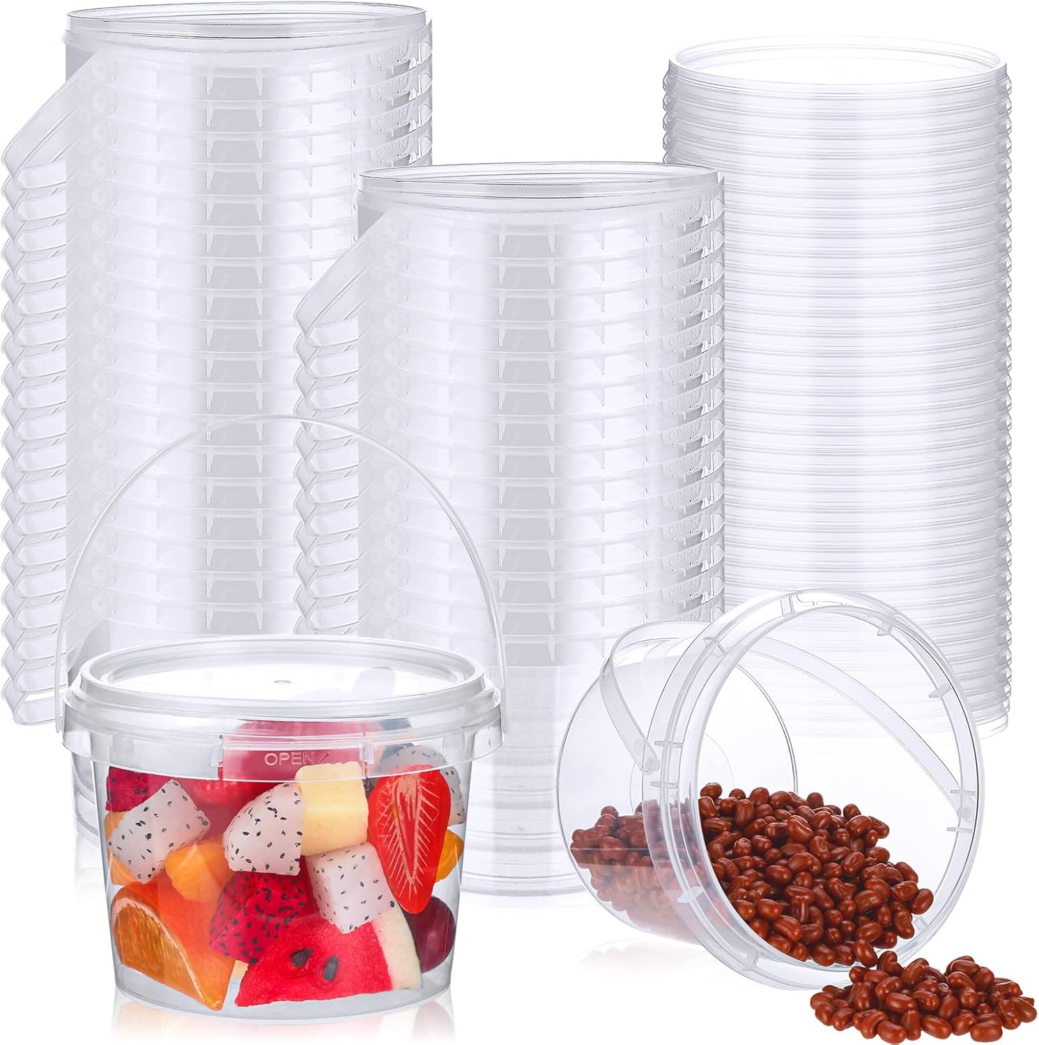 Mifoci 50 Pcs Food Clear Bucket for Ice Cream and Storage