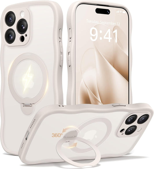 CAPRARO iPhone 15 Pro Max Case with 360 Spin Magnetic Stand