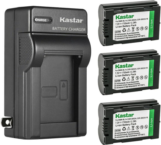 Kastar 3-Pack Battery and AC Wall Charger for Panasonic Devices