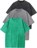 3 Pack Men Oversized Cotton T Shirts Acid Washed Unisex Tee - Baggy