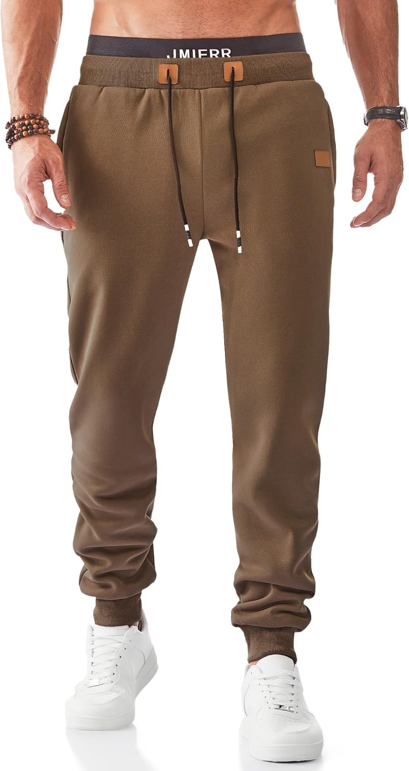 JMIERR Men's Fleece Sweatpants with Zipper Pockets for Comfort