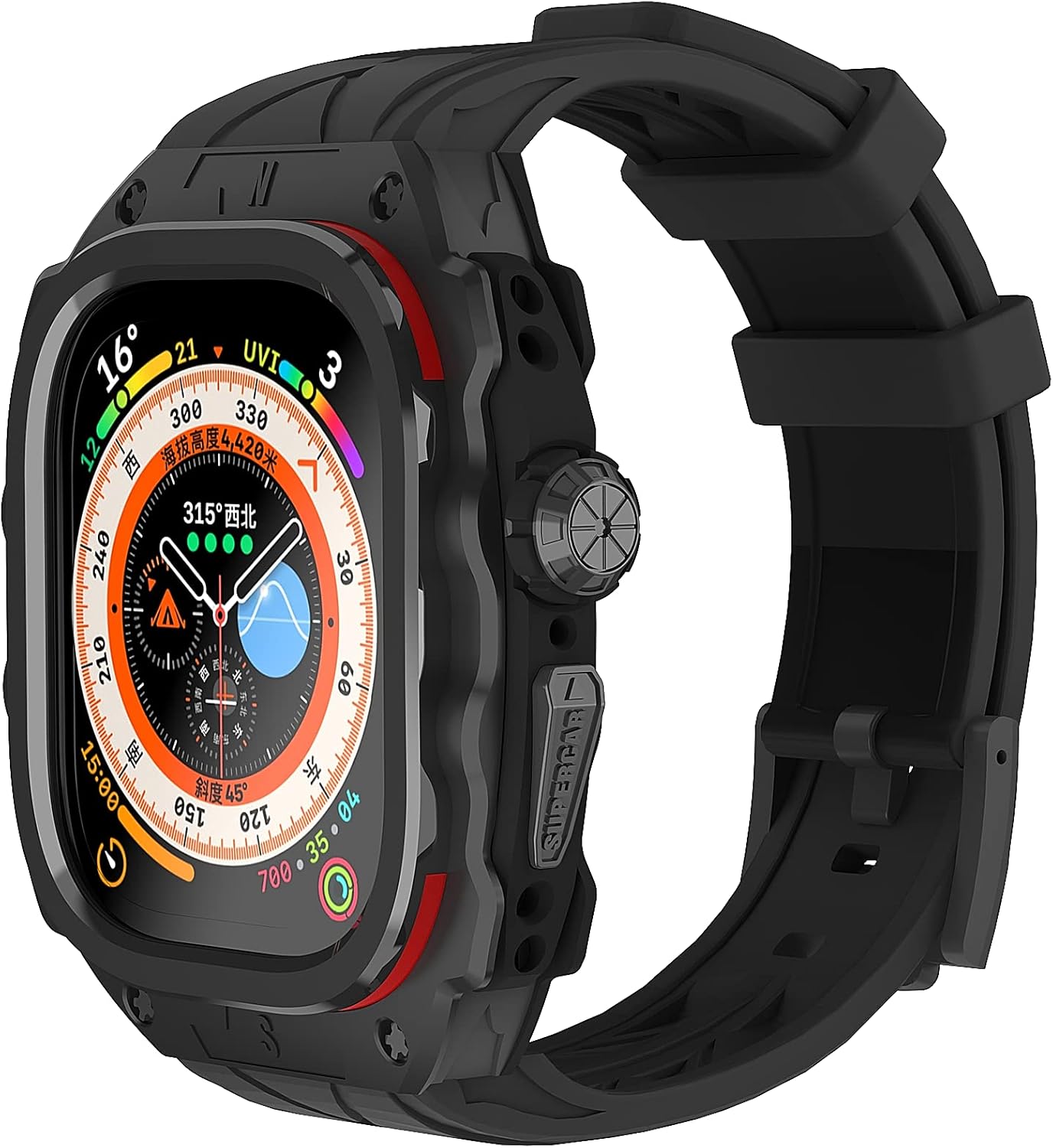 Luxury Metal Case for Apple Watch Ultra 49mm with Rugged Cover
