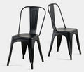 Metal Dining Chairs Set of 2 Iron Tolix Stackable Midnight Black