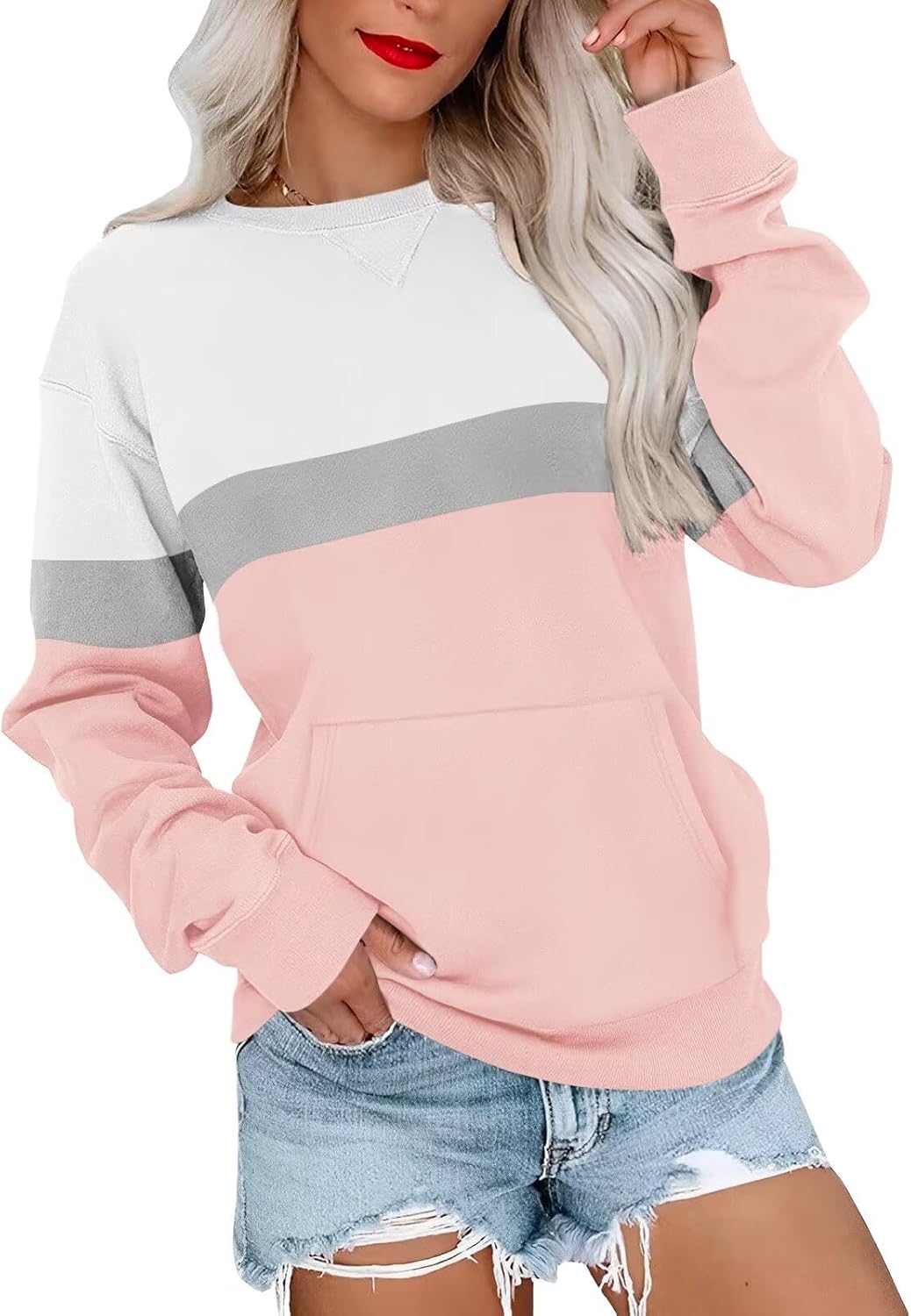 Womens Long Sleeve Sweatshirts Casual Crewneck Pullover Tops