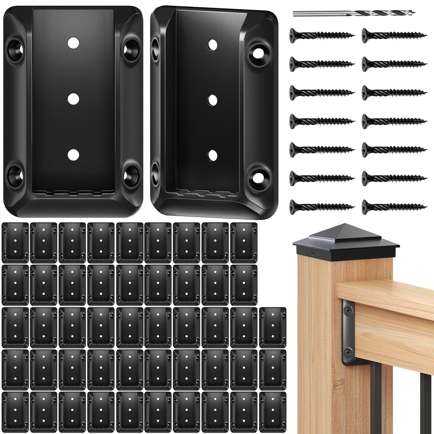 50 Pcs Deck Railing Bracket Connectors for 2x4 Wood Posts