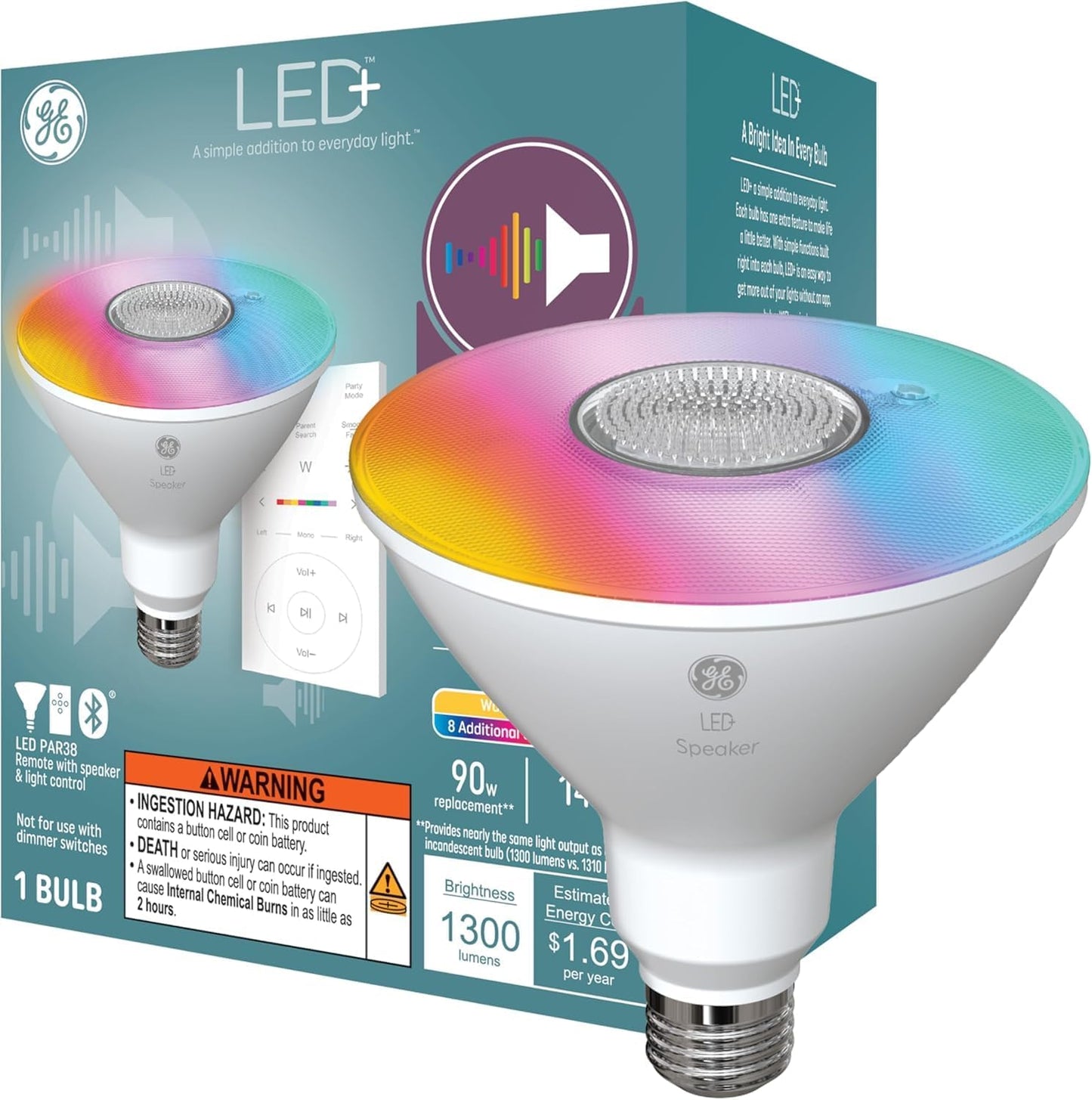 GE LED+ Color Changing Speaker Floodlight