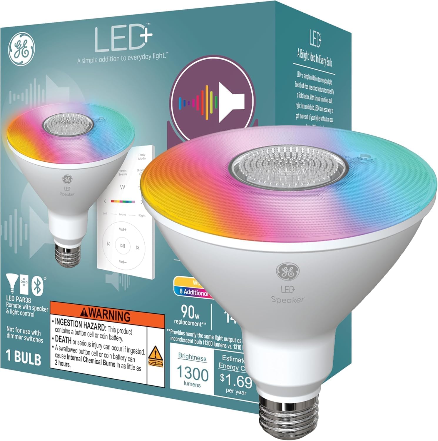 GE LED+ Color Changing Speaker Floodlight