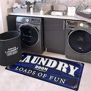 USTIDE Blue Modern Carpet for Laundry Room Non-Slip Rug
