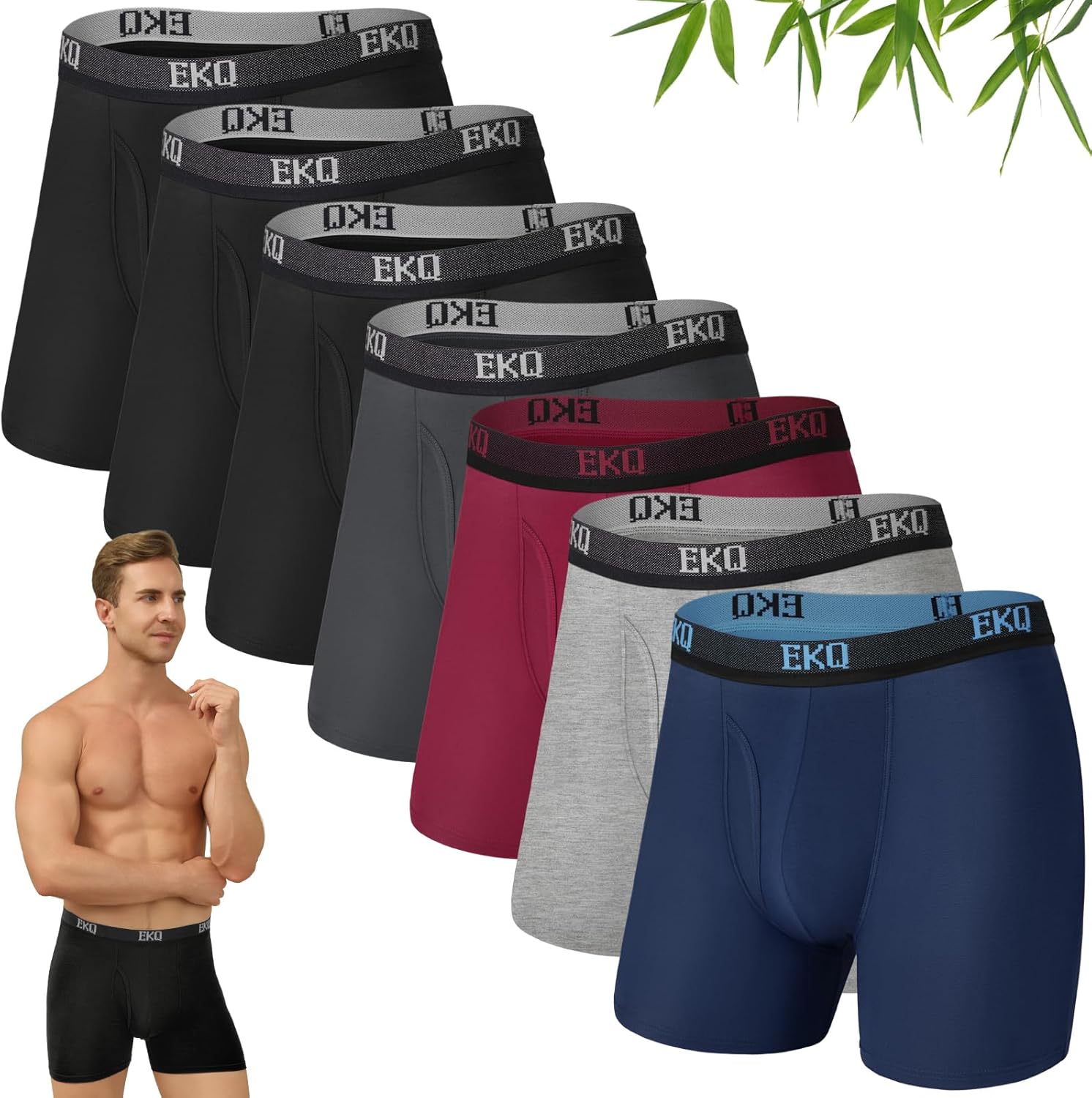 Mens Underwear Breathable Boxer Briefs 7 Pack for Comfort