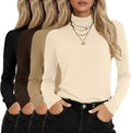4 Pack Women's Turtleneck Cotton Long Sleeve Tops - Soft Stretch
