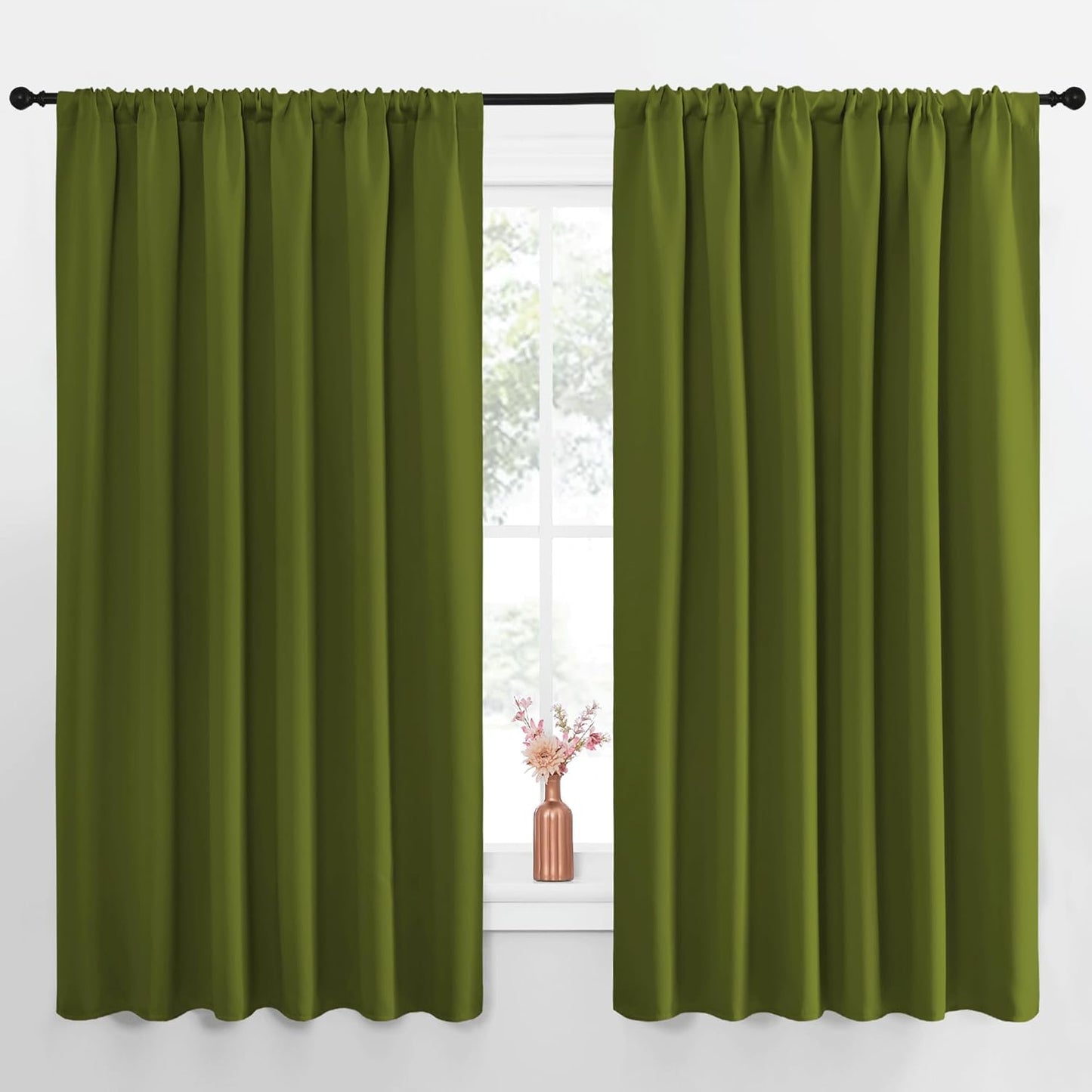 NICETOWN Blackout Curtains for Bedroom - Olive 70 by 63-inch