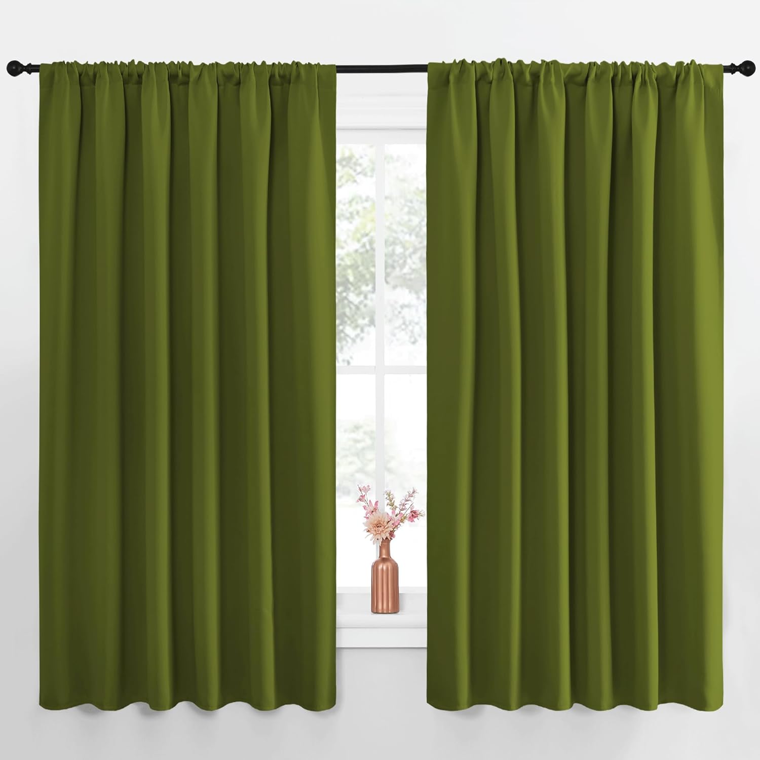 NICETOWN Blackout Curtains for Bedroom - Olive 70 by 63-inch