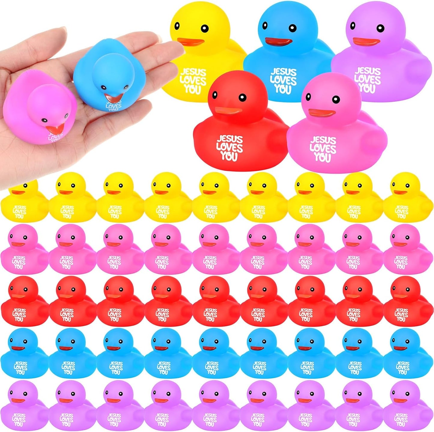 Deekin 100 Pcs Jesus Loves You Rubber Ducks for Baby Showers