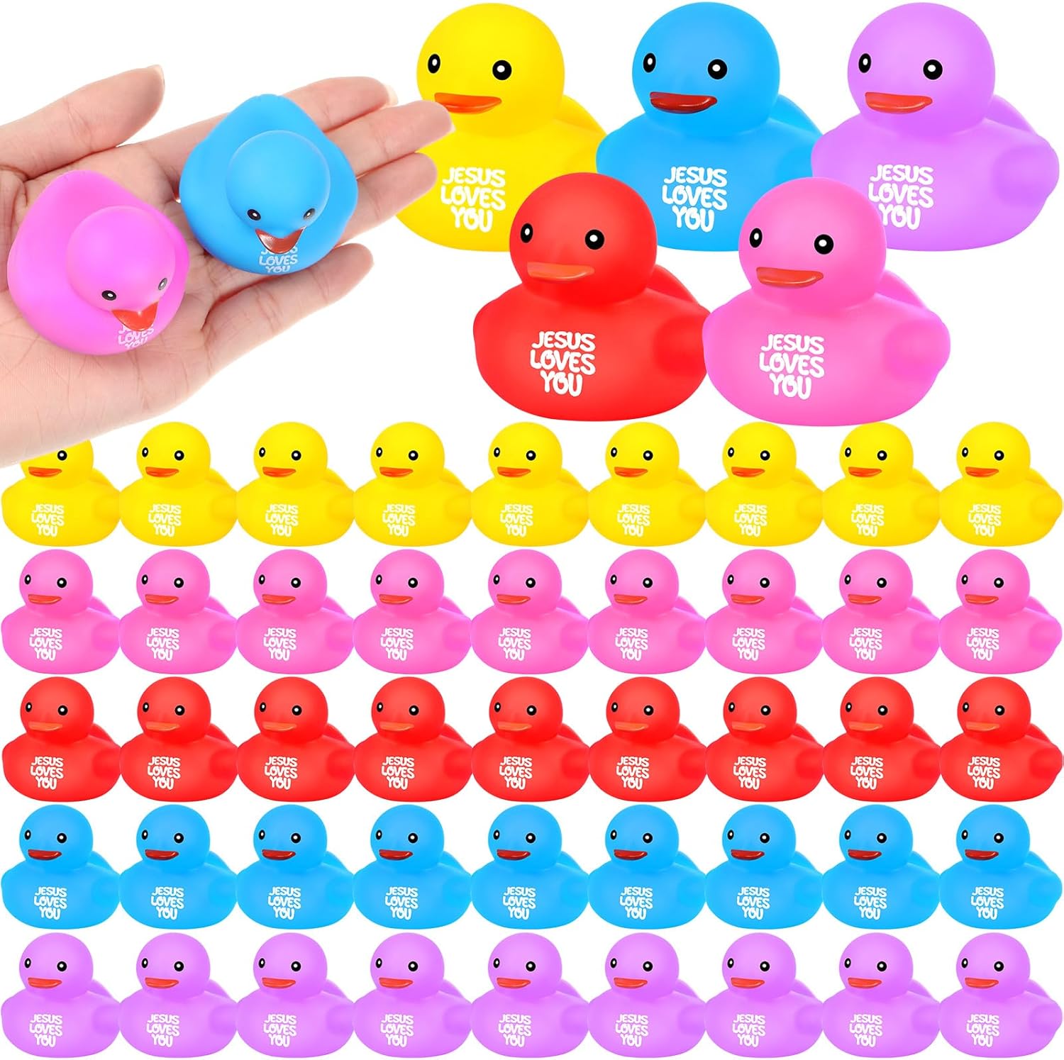 Deekin 100 Pcs Jesus Loves You Rubber Ducks for Baby Showers