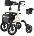 Walkers for Seniors Rollator with Seat in Gold - 12in All-Terrain
