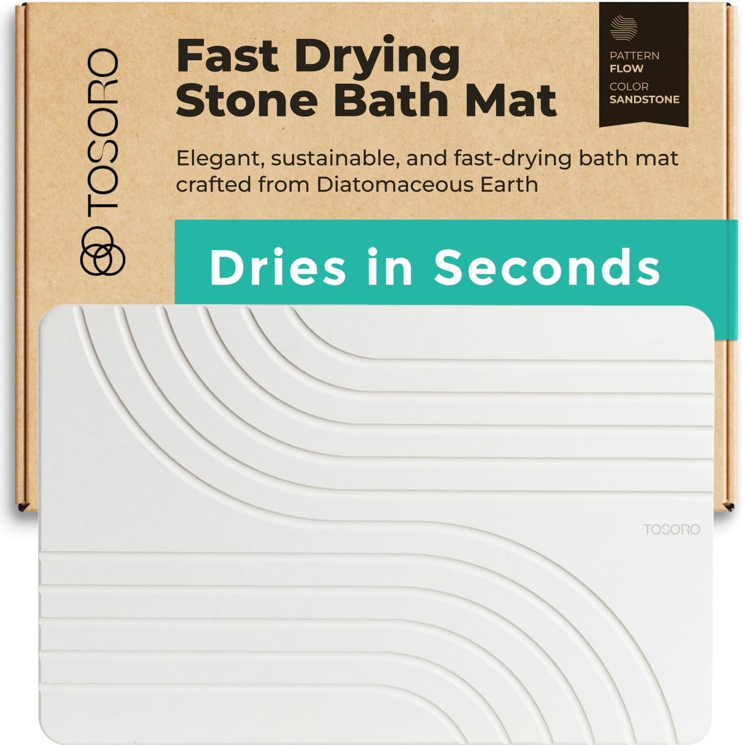 Stone Bath Mat - Quick Drying Non-Slip Diatomaceous Earth Mat