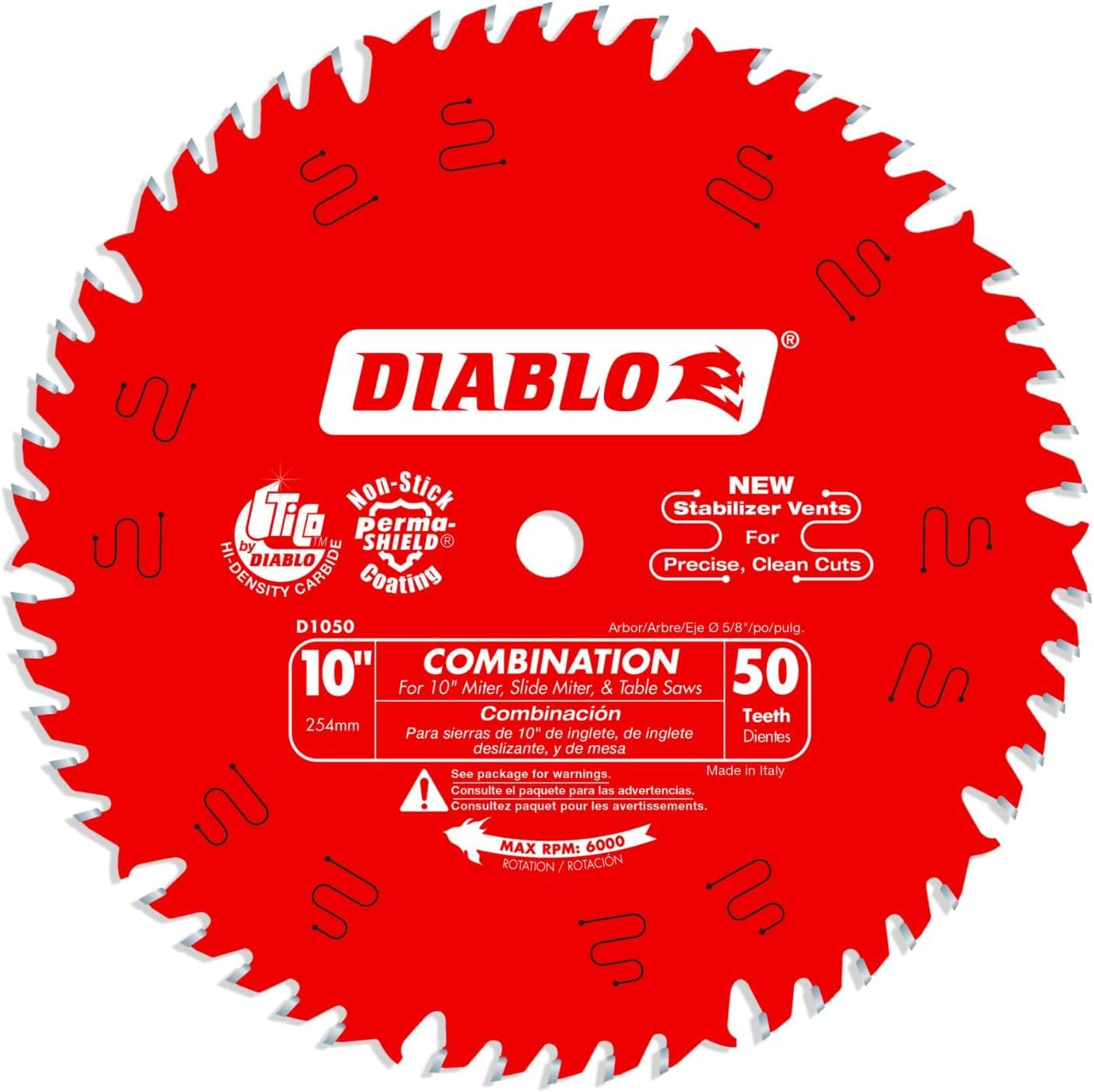 Diablo 10-Inch 50 Tooth ATB Combo Saw Blade for Precision Cuts