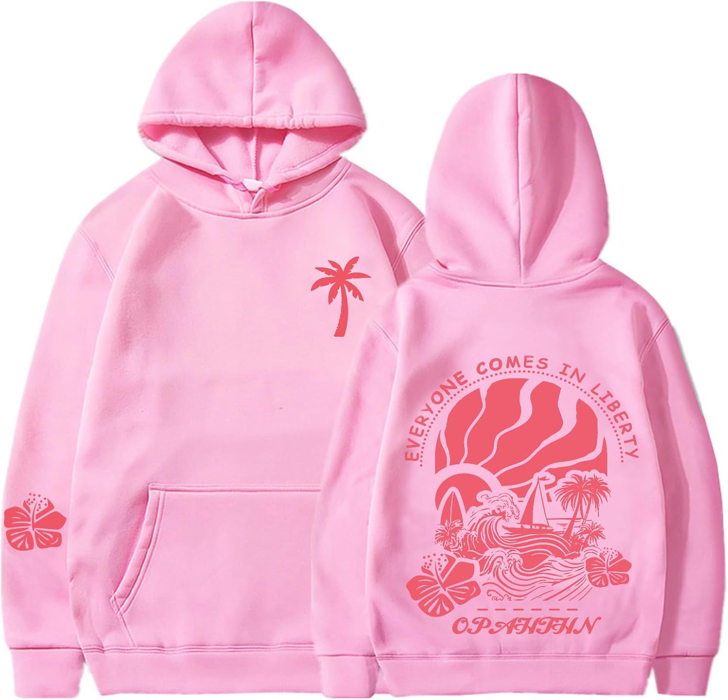 Cute Pink Hibiscus Sweatshirt for Teen Girls