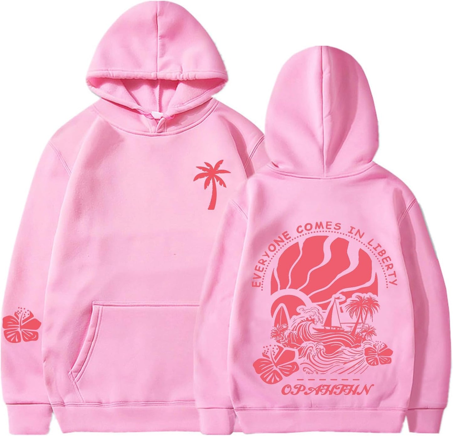 Pink Hibiscus Oversized Sweatshirt for Teen Girls