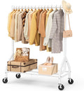 420 LBS Capacity White Rolling Clothes Rack - Heavy Duty Coat Stand