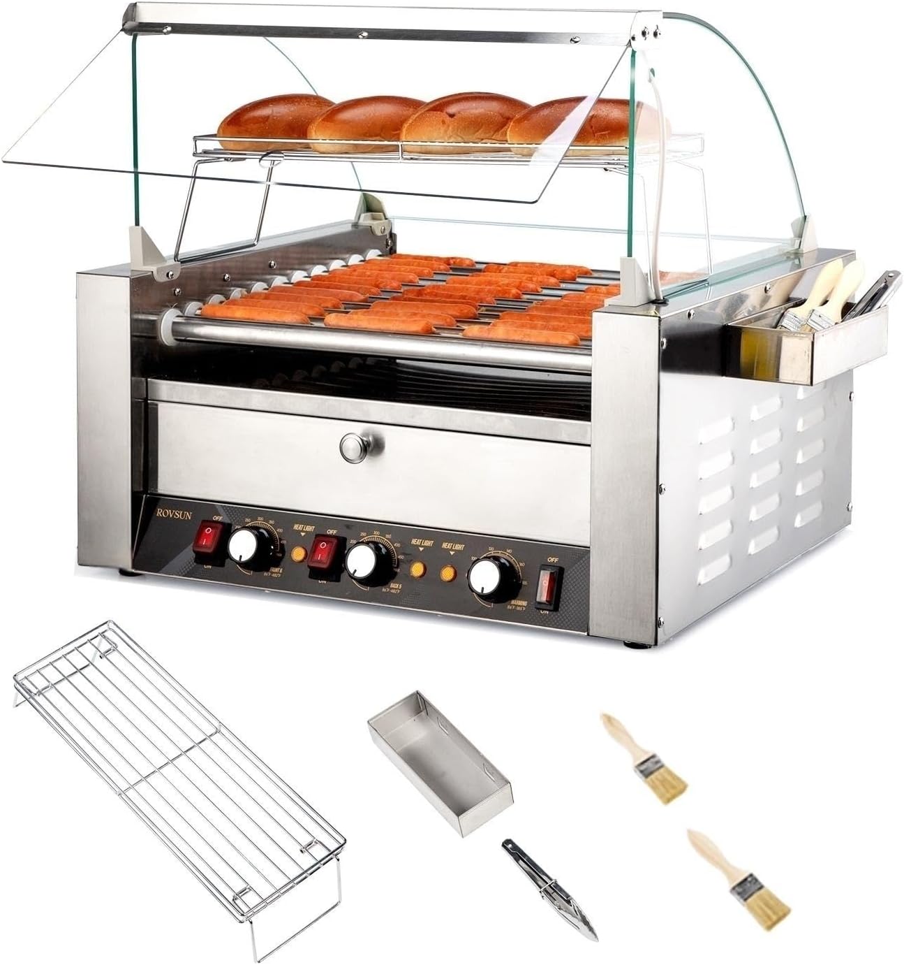 ROVSUN Hot Dog Roller Warmer with 11 Rollers for Parties