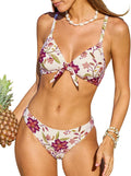 CUPSHE Women's Two Piece Bikini Set Floral Print Knot Bunny Tie About