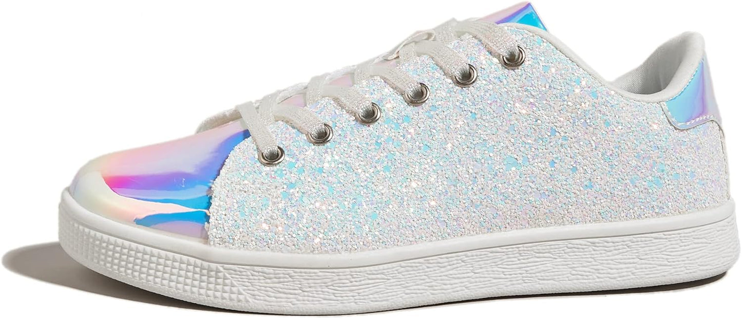 Glitter Shoes Sparkly Bling Shiny Lace Up Fashion Sneakers