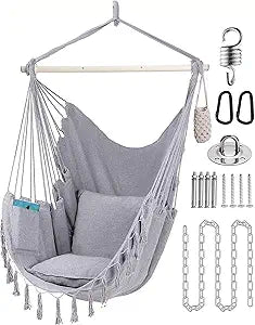 Hammock Chair with Hardware Kit for Indoor and Outdoor Relaxation