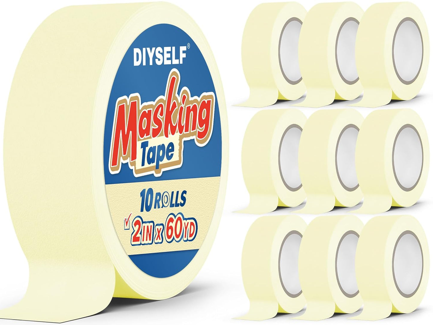 DIYSELF 10 Pack Masking Tape for Precision Painting Tasks