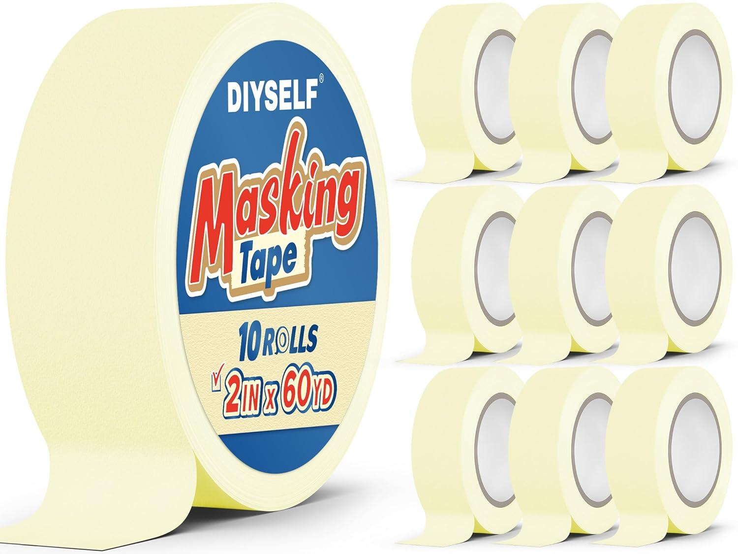 DIYSELF 10 Pack Masking Tape for Precision Painting Tasks