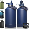 128 oz Insulated Water Bottle Jug with Straw - Navy Blue