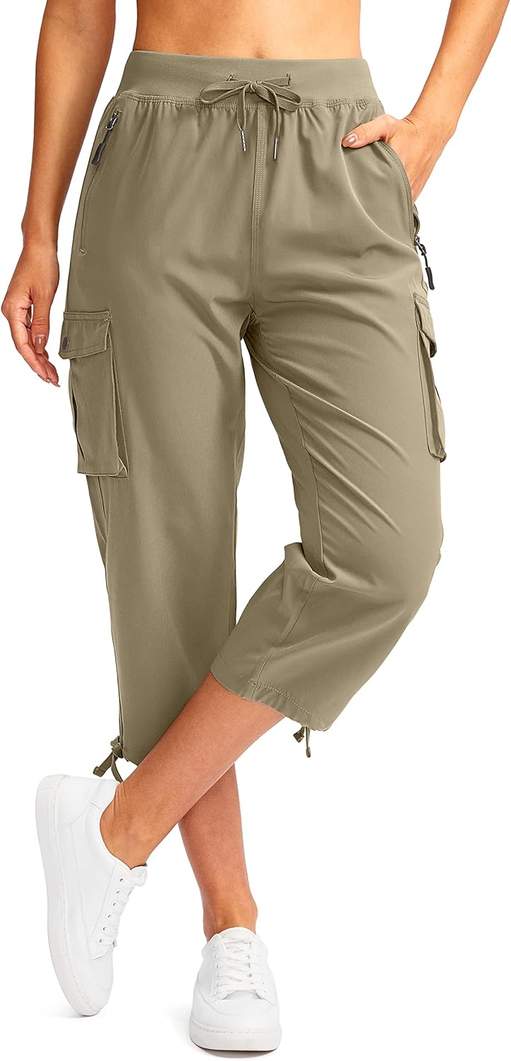 Soothfeel Women's Cargo Capris Pants for Hiking and Travel