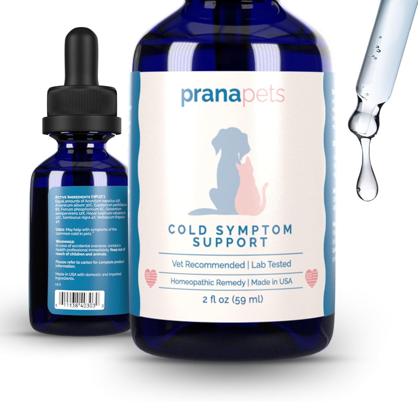 PranaPets Cold Symptom Support for Cats & Dogs - Natural Relief