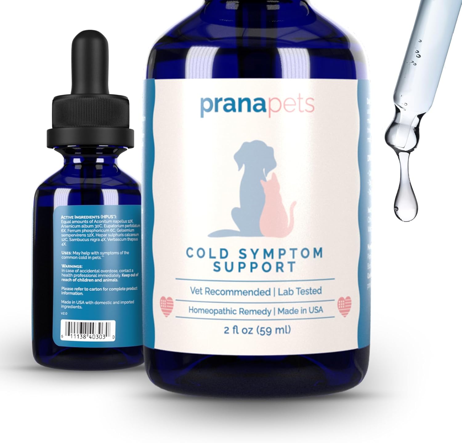 PranaPets Cold Symptom Support for Cats & Dogs - Natural Relief