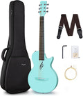 Carbon Fiber 1/2 Size Travel Acoustic Guitar Blue - Beginner Kit