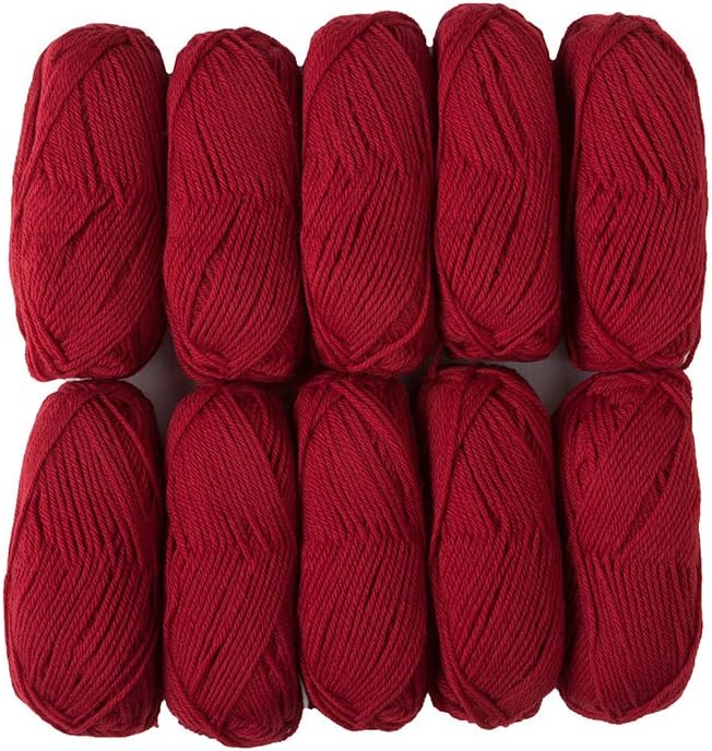 Knit Picks Wool of The Andes Yarn Pack - 10 Skeins of Red Wool