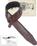 Alligator Textured 3ft Wide Guitar Strap Cognac Brown - Padded Comfort