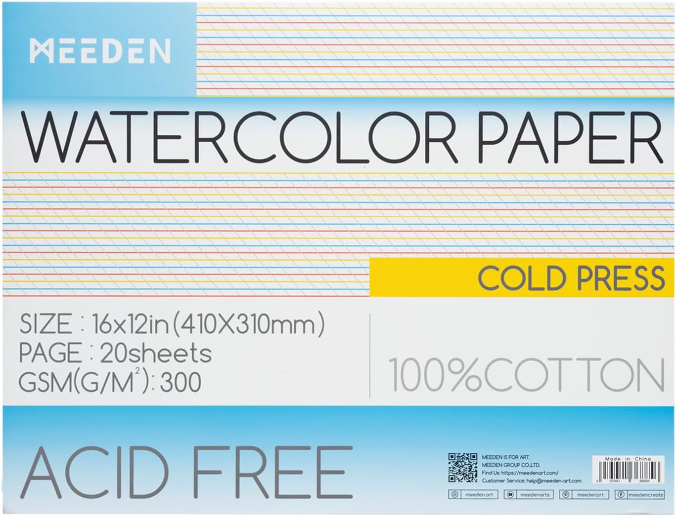 MEEDEN Watercolor Paper Block - 100% Cotton Quality Pad