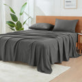 California King Dark Grey Microfiber Sheets Set - 4-Piece Deep Pocket