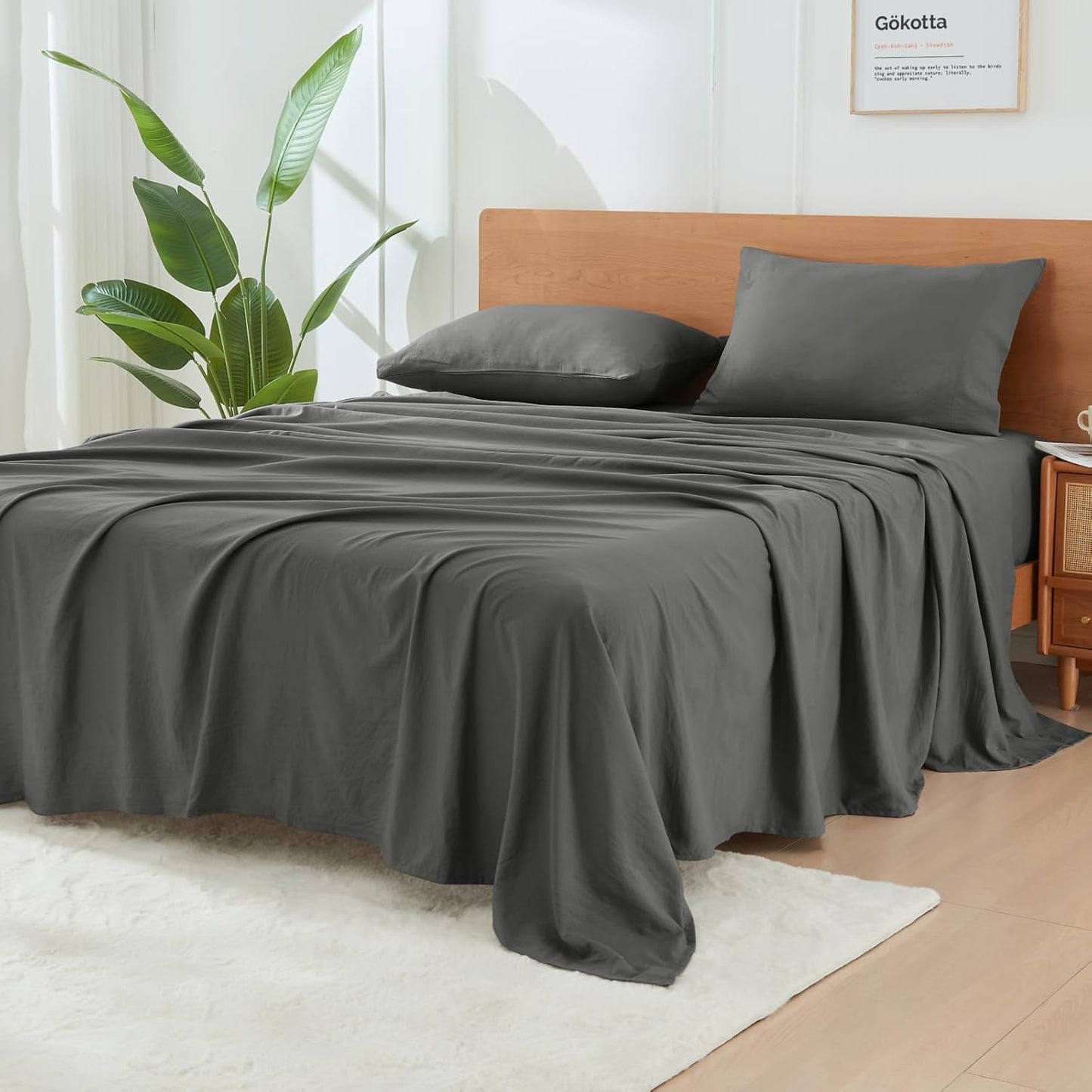 GOKOTTA Full Size Bed Sheets Set with Deep Pockets and Comfort