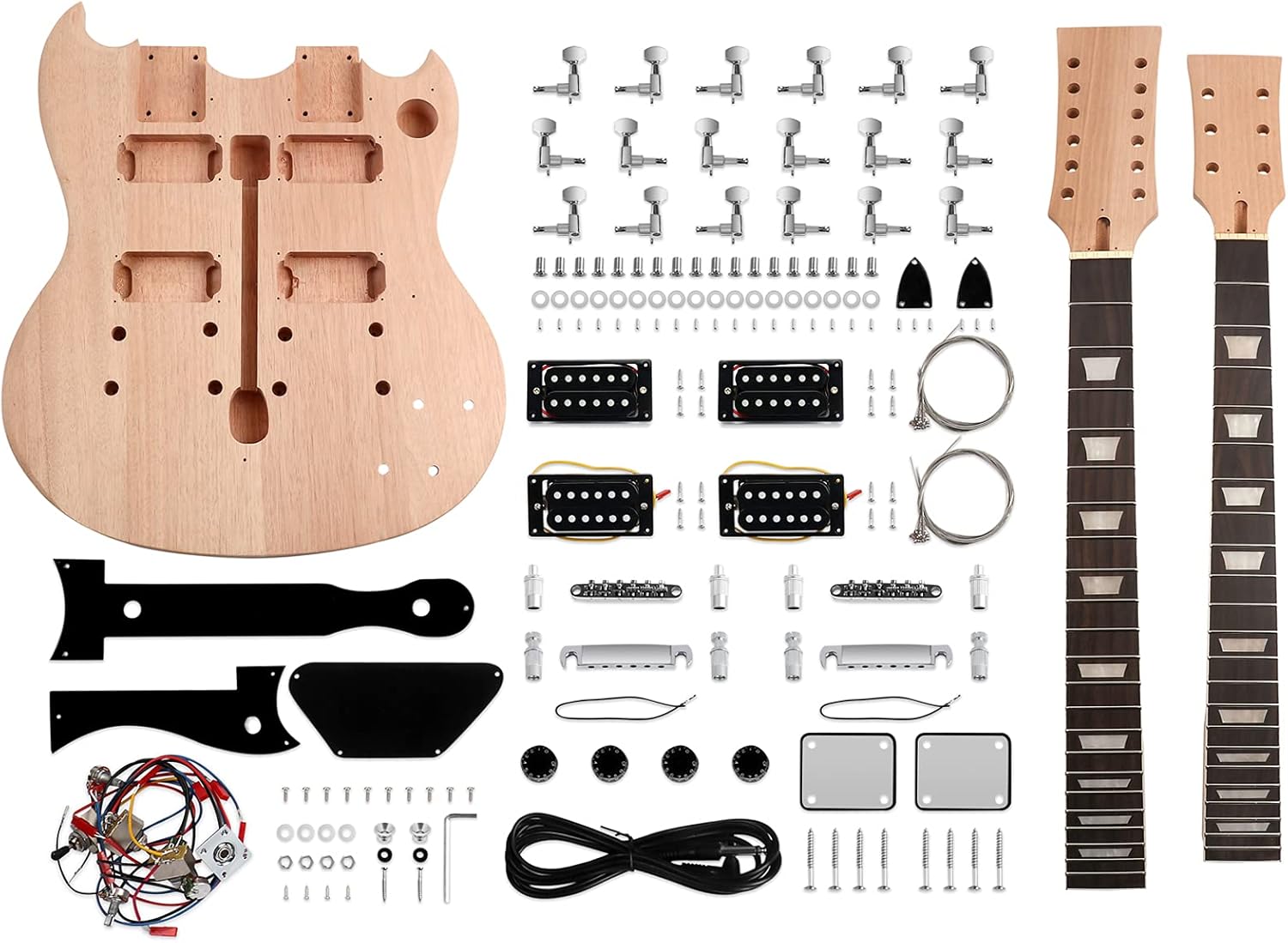 DIY Electric Guitar Kit Double Neck Beginner 12 String Guitar
