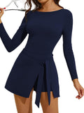 Womens High Neck Tennis Dress Sleeveless Wrap Skirt - Versatile